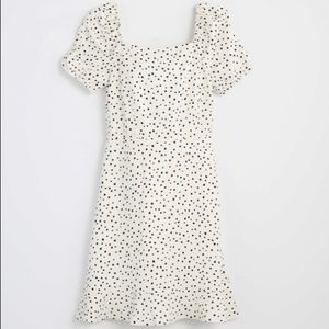 NWT LOFT Petite Dotted Tie Back Flare Dress